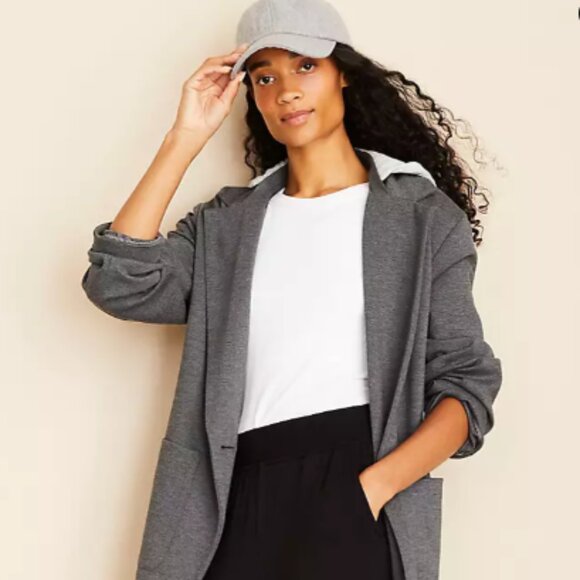 Lou & Grey Sporty Ponte Hooded Women's Blazer Size Med NWT - Picture 1 of 3